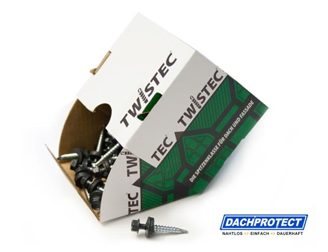 Twistec Trapezblechschraube RAL9006 (100 Stück) 4,8 x 35 mm inkl. EPDM-Dichtscheibe